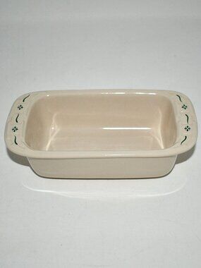 Longaberger SMALL Loaf Dish in Heritage Green EXCELLENT Condition Details: Featu